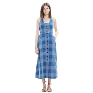 Embroidered Denim Halter Dress - Rivet & Thread